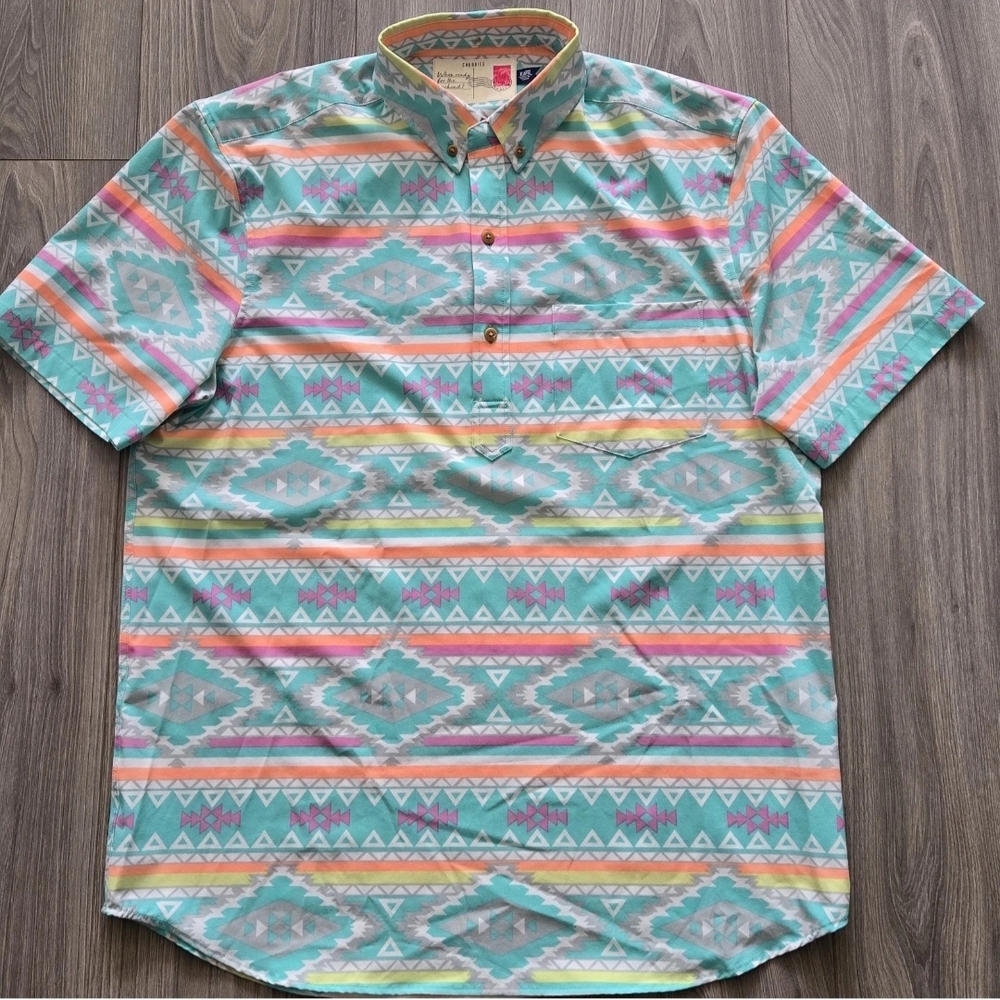 Chubbies The En Fuego Wild Shirt Mens Size XL Short Sleeve Button Up Aztec EUC